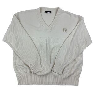 VTG Andrew Rohan NATIONWIDE INSURANCE V-neck Cable Knit Sweater Made In USA XL